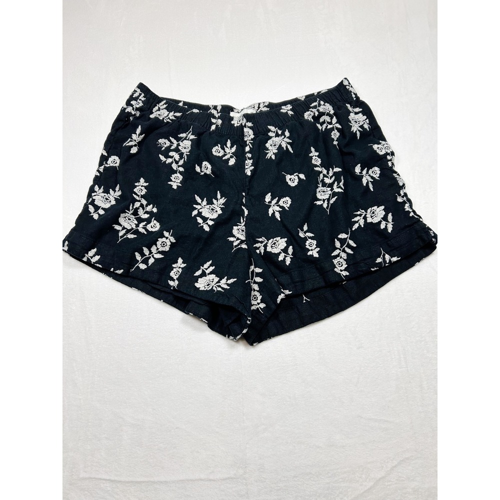 Abercrombie & Fitch Linen Blend Floral Embroidered Pull On Shorts XXL Cottage